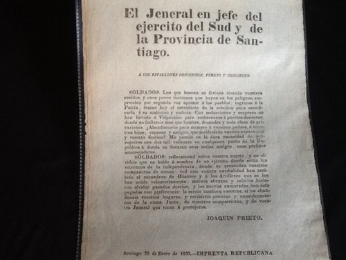 Impresos Chilenos Batallones Chacabuco Concepción J.j.prieto