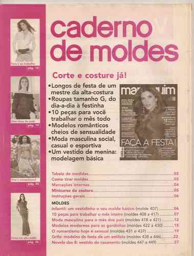 Caderno De Moldes Manequim - Ed.512 Agosto 2002