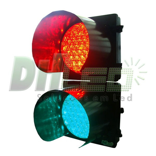 Semáforo Led 2 Fases Bivolt Com Suporte Nbr7995 Da Abnt