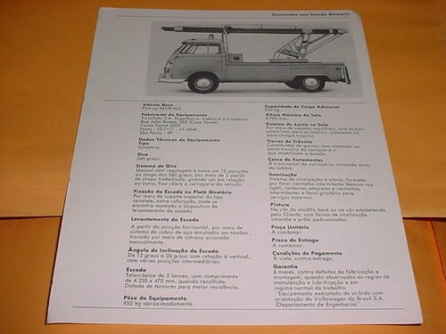 Folder Raro Volkswagen Kombi Picape Com Escada Movel 68