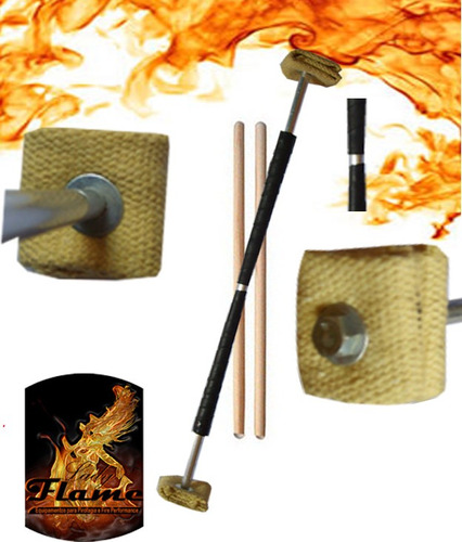 Malabares Devil Stick De Fogo Fire -by Lady Flame Pirofagia