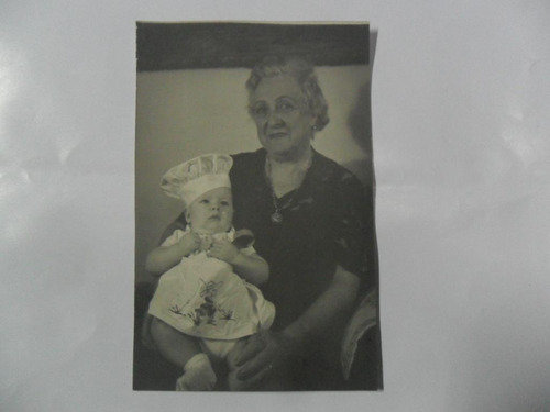 Antigua Fotografia Bebe Cocinerita Abuela 1956 Disfraz Gorro