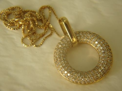 Ivi1388 = Colar C/ping.grande Vivara O.amarelo 18k !diam.