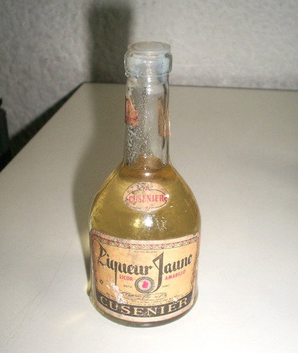 Antigua Botellita Miniatura Liqueur Jaune Amarillo Cusenier