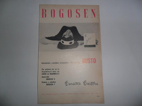 Antigua Publicidad Cosmetica Cientifica Bogosen Busto 1965