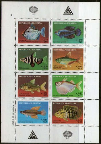 Argentina 2 Hojitas Blocs Peces De Río = Filatelia Año 1987 