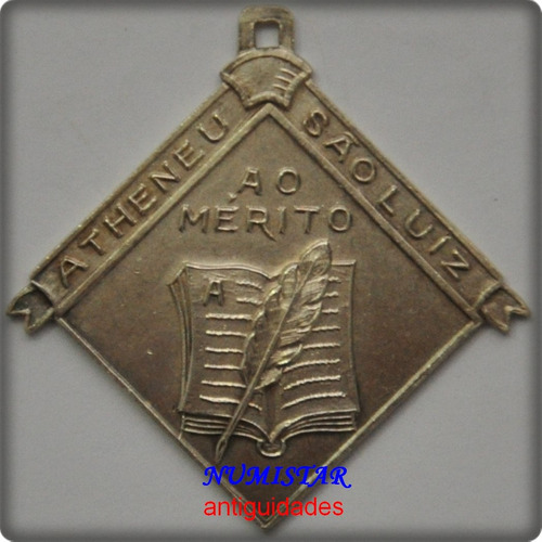 Antiga Medalha De Prata Peça Atheneu São Luiz Coleção Antigo