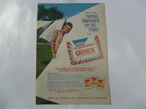 Antigua Publicidad Odex Blanqueador Ropa Limpieza 1965