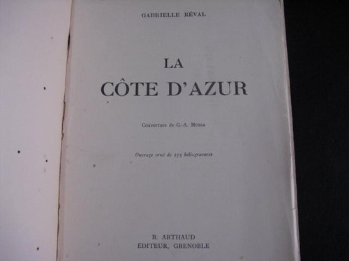 Mercurio Peruano: Libro Costa Azul Riviera Francesa 1938 L53