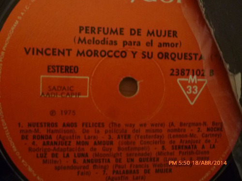 Vinilo Lp De Vincent Morocco -- Perfume De Mujer (u787