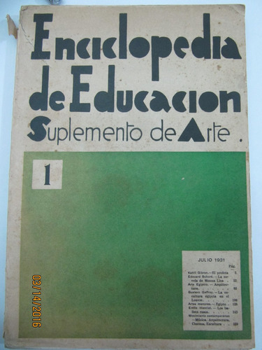 Enciclopedia De Educacion Suplemento De Arte 1 1931