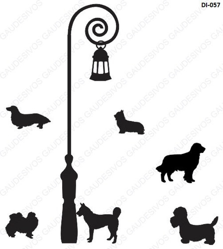 Adesivo Decorativo De Parede 6 Cachorro E Poste Grande Box