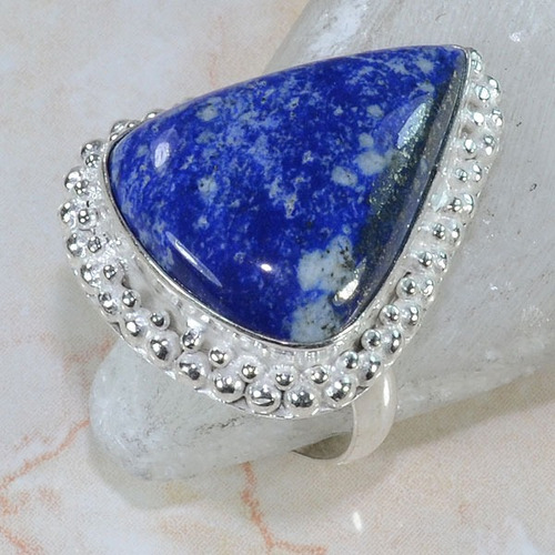 Lapiz Lazuli -anel Prata Indiana 925