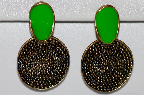 Aretes Circulo De La Vida- Esmalte Verde-flete Gratis