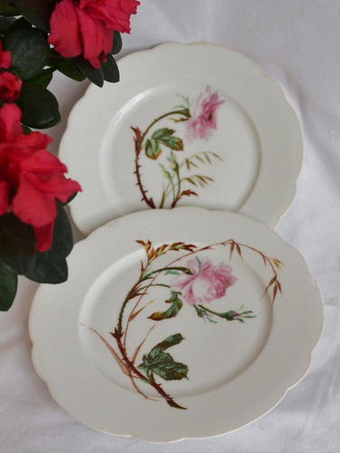 Belíssimo Par De Pratos Decorativos Em Porcelana Francesa (Usado)