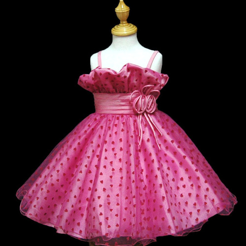 Imagem 2 de 7 de Vestido Infantil Corações Pink - Pronta Entrega
