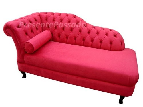 Chaise Longue Com Capitonê No Encosto + Rolo