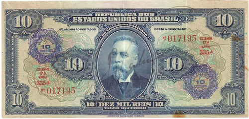 Brasil - C-003, 10 Cruzeiros 1942 Autografada Série 335, Sob