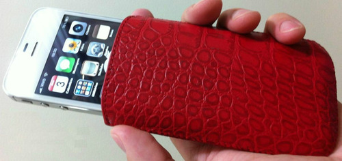 Bolsa Couro Carteira iPhone Acesso Rapido Vermelha 3g 3gs 4s