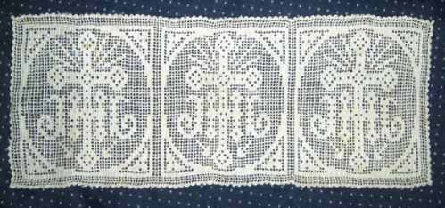 Antigua Carpeta Tejida Al Crochet Con Hilo Blanco 1930
