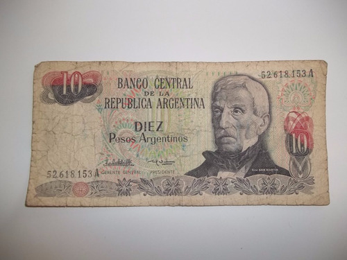 Billete 10 Pesos Argentinos 1983 1987 Series A Y B