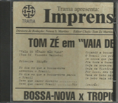 Cd Single Tom Zé - Vaia De Bêbado Não Vale - 1999