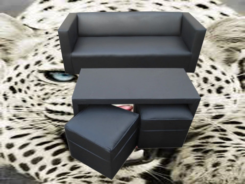 Juego De Living Sillon 3 C + Mesa Y 2puff