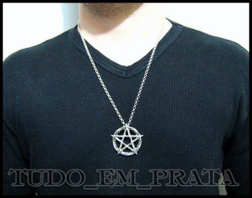 Pentagrama Estrela Flamejante Em Prata