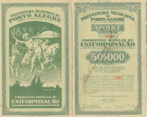 Apólice Da Prefeitura De  Porto Alegre De 50$000 Ano De 1935