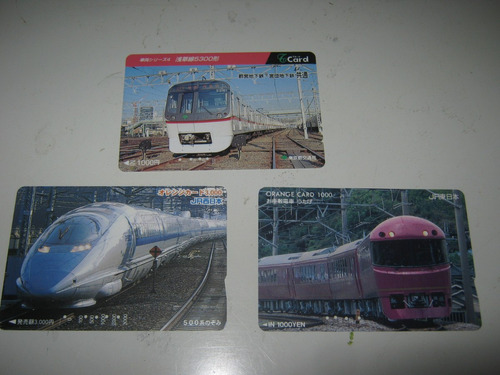 Lote De Tres Tarjetas De Pasajes De Ffcc Japoneses Y Metro