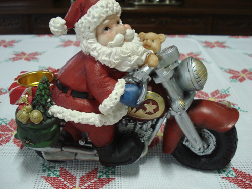 Maravilhoso Papai Noel Na Moto Bibelô Enfeite De Natal