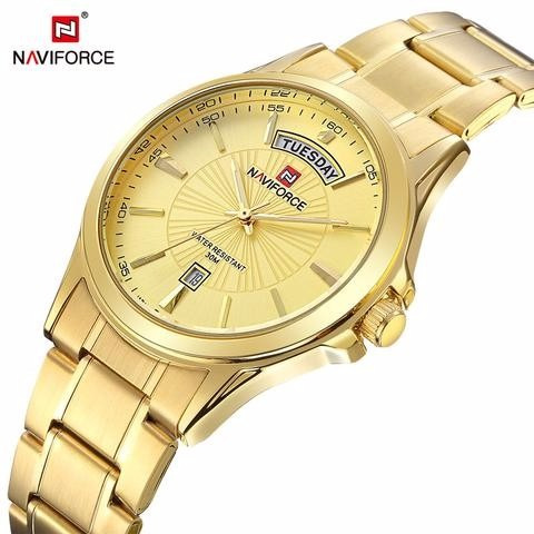Relógio Dourado Metal Naviforce Ouro Clássico +frete Grátis!