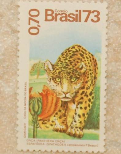 Filatelia Selo Comemorativo Correio Brasil 1973 Animal Onça