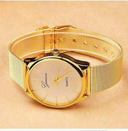 Relógio Feminino Luxo Dourado Com Aço Inoxidável