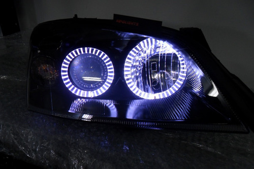 Par De Faróis Astra 2003/2011 Super Black Angel Eyes De Leds