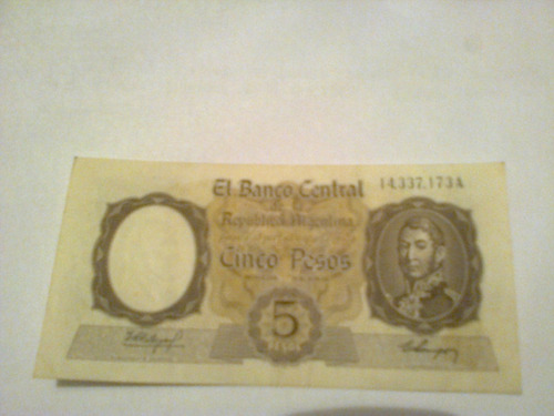 Billete 5 Pesos Moneda Nacional 1960 Serie A Excelente