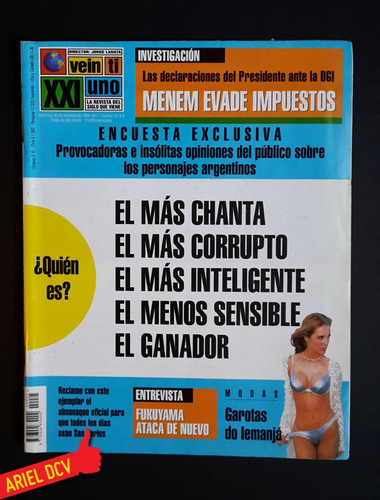 Revista Veintiuno N°25 | 30/12/1998 | Menem Evade Impuestos