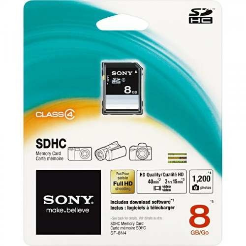 Cartão De Memory 8gb Sdhc Sony Embalagem (blister)