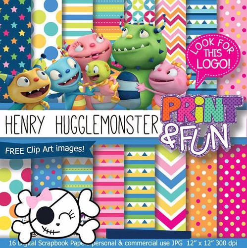 Kit Imprimible Pack Fondos Henry Monstruito Clipart