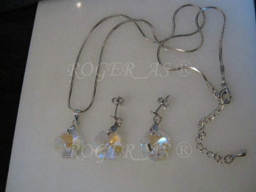 Conjunto Cristal Swarovski Castanha Blue Boreal