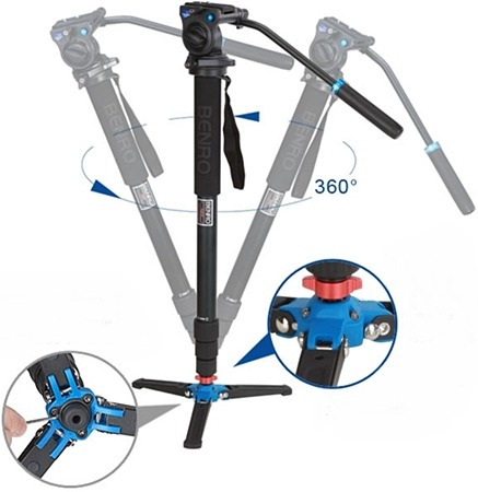 Imagem 2 de 9 de Kit Monopé Benro P/ Vídeo A38tds2 C/ Cabeça Fluido + Pés