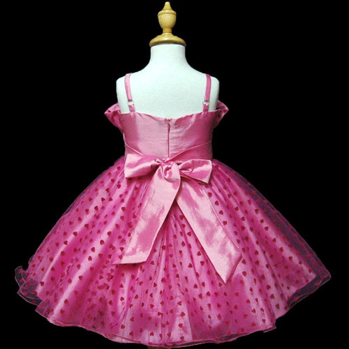 Imagem 4 de 7 de Vestido Infantil Corações Pink - Pronta Entrega