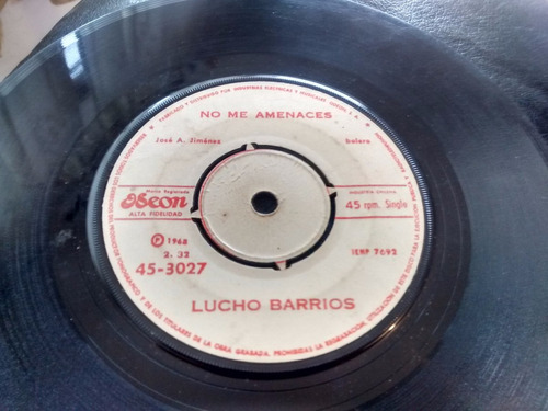 Vinilo Single De Lucho Barrios - Con Tu Minifalda  ( H126