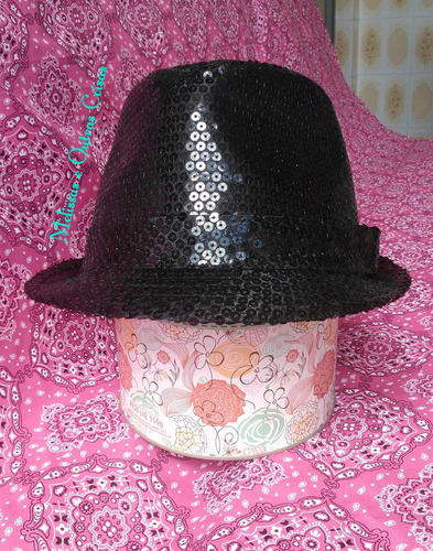 Chapéu Fedora Com Paêtes Preto