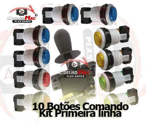 Kit Arcade 10 Botões Acrilico Com Comando E Controle Usb