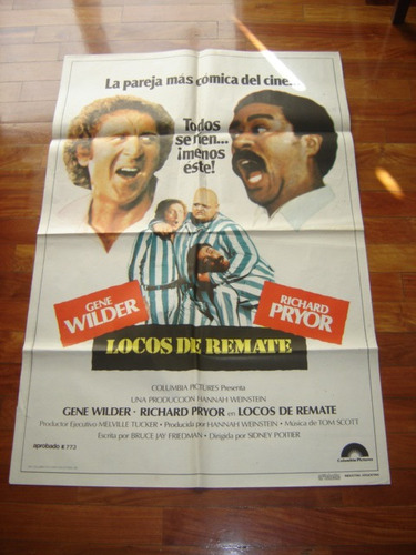 Afiche De Cine Locos De Remate Gene Wilder Richard Pryor