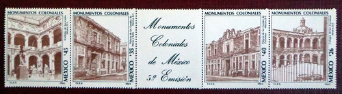 México, Tira Horizontal Sc. 1430a Monumentos 1985 Mint L7546