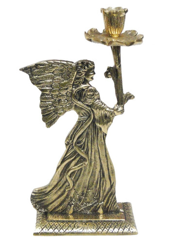 Castiçal Anjo 1 Vela Bronze Presentes Igreja Religião 2 Peça