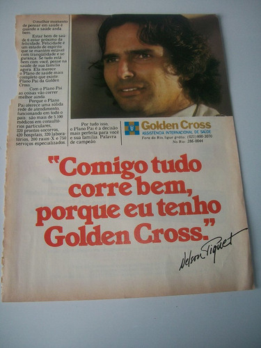 Propaganda Antiga Golden Cross - Nelson Piquet