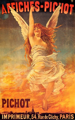 Cartaz Poster Vintage França Anjo Mulher Nua Affiches Pichot